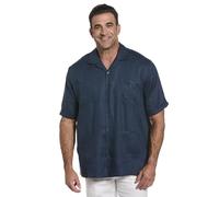 Cubavera Men's 100% Linen Short Sleeve Button-Down Guayabera Shirt, Four Pockets, Camp Collar, Pintuck Detail, Lightweight, Titan, XL