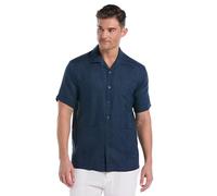 Cubavera Men's 100% Linen Short Sleeve Button-Down Guayabera Shirt, Four Pockets, Camp Collar, Pintuck Detail, Lightweight, Titan, Medium