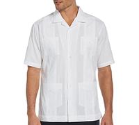Cubavera Men's Camp Collar Embroidered Guayabera Shirt, Pure White, XL