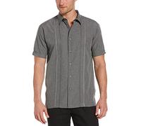 Cubavera Men's Chambray Pintuck Geometric Short Sleeve Button-Down Shirt, Steeple Gray, XL