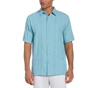 Cubavera Men's Chambray Pintuck Short Sleeve Button (Size Small-4x Tall) Shirt, Delphinium Blue, 4XL Big