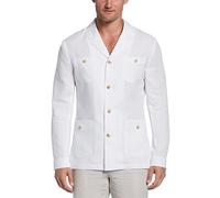 Cubavera Men's Delave Linen Guayabera Jacket, Brilliant White, XXL