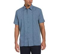 Cubavera Men's Embroidered Panel Chambray Shirt, Dress Blues, Large