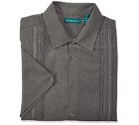 Cubavera Men's Embroidered Panel Chambray Shirt, Steeple Gray, XXL Tall