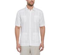 Cubavera Men's Four-Pocket Mini Pintuck Embroidered Authentic Guayabera Shirt, Short Sleeve Button Down, Brilliant White, Large