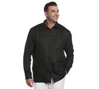 Cubavera Men's Four-Pocket Mini Pintuck Long Sleeve Button-Down Guayabera Shirt, Jet Black, 3XL Big