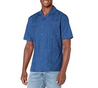 Cubavera Men's Guayabera Embroidered, Short Sleeve Button Down, Comfortable Fit (Size Small-5x Big & Tall) Shirt, Delft, XXL