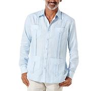 Cubavera Men's Guayabera Four Pocket Long Sleeve Pintuck Button Down Shirt, Cashmere Blue, 4XL