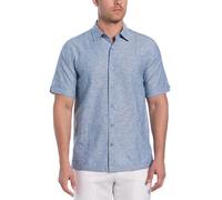 Cubavera Men's Linen Blend Tuck Panel Short Sleeve Button-Down Shirt with Button Down Made of Linen Blend (Pack of 1), darkblue, S