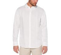 Cubavera Men's Long Sleeve 100% Linen Shirt with Pintuck Detail, Relaxed Fit, Spread Collar, Bright White, XL