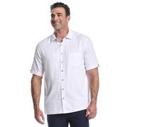 Cubavera Men's Short-Sleeve Button-Down Floral One Pocket Shirt, Brilliant White/Brown Buttons, XXL Big