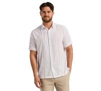 Cubavera Men's Short Sleeve Insert Panels with Pick Stitch Shirt, Bright White, XXL