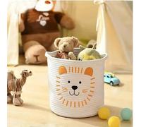 Cubby the Playful Lion Cotton Rope Storage Basket - Lightweight - Versatile Organizer for Kids' Toys, Laundry, Nursery Decor - Safe, Foldable with Easy Carry Handles - Toy Box for Children's Room