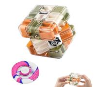 Cube, 2Pcs Set 3D Maze Puzzle Cube with Fidget Spinner, Infinity Cube Logical Challenge 3x3 Rolling Ball Maze Toy for Stress Relief and Cognitive Development,Compact for Family Games and Travel(Khaki)