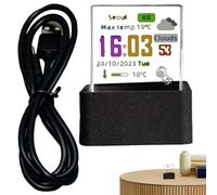 Cube 3D Hologram Transparent Digital Clock Display, Real-Time LED Clock Chart | Animated Holographic Wifi Photo Album, Small Weather Station Clock for Vis Experience