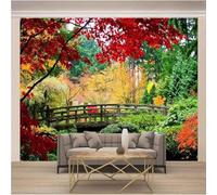 Cube Autumn Colourful Forest Wooden Bridge 3D Wallpaper Luxury Home Dining Decor Paste Sofa Living Room The Wall for Bedroom Mural-430cm×300cm