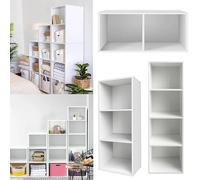 Cube Bookcase, 5 Tier Storage Cabinet, Wooden Display Shelf, Floor Standing Cabinet, Office, Living Room, Bedroom Furniture 2 storeys