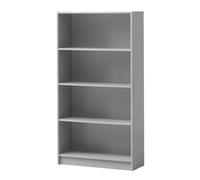 4 Tier Bookcase Tall Display Shelving Storage Unit Wood Furniture Light Grey