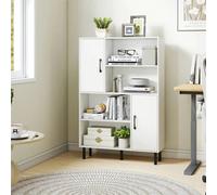 Cube Bookcase Side Display Cabinet With 4 Open Shelves Metal Legs Bookshelf