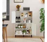 Cube Bookcase Side Display Cabinet With 4 Open Shelves Metal Legs Bookshelf