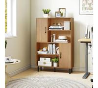 Cube Bookcase Side Display Cabinet With 4 Open Shelves Metal Legs Bookshelf