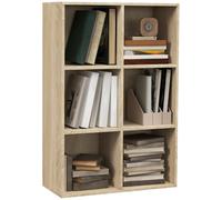 Cube Bookcase Storage 6 Shelf Display Cabinet Oak Effect Home Office Organiser