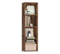 Cube bookshelf with open shelves for storage and display, Rustic Brown / 4-Tier(30W x 106H cm)