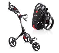 Cube CART 3 Wheel Push Pull Golf CART - Two Step Open/Close - Smallest Folding Lightweight Golf CART in The World - Choose Color! (Charcoal/Black)