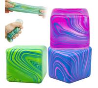 Cube Doh Squishy Toys, Ice Cube Stress Balls for Adults Kids, Giant Soft Textured Sensory Sugar Balls Squeeze Toys for Relax Anxiety Stress - 3pcs