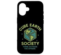 Cube Earth Society, Think Outside The Sphere Satirical Case for iPhone 16