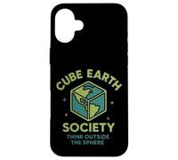 Cube Earth Society, Think Outside The Sphere Satirical Case for iPhone 16 Plus