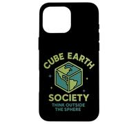 Cube Earth Society, Think Outside The Sphere Satirical Case for iPhone 16 Pro Max