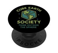 Cube Earth Society, Think Outside The Sphere Satirical PopSockets Adhesive PopGrip