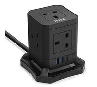 Cube Extension lead with USB C Slots, FDTEK 5 Way Plug Extension Sockets with 3 USB Ports, UK Power Extension with Switch 1.85 Metre Extension Cord for Home Office accessories