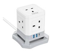 Cube Extension Lead with USB Slots, FDTEK 5 Gang Extension Cable with 2 USB A & 1 USB C Slots, Multi Plug Extension Socket With 1.5M Cord and Switch Power Strip for Home Office