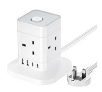Cube Extension Lead with USB Slots, Hotimy 4 Way Multi Plug Extension Socket with 2 USB C and 2 USB A, 13A 3250W Power Strip with Switch 1.5M Extension Cords for Desk Home Office Travel