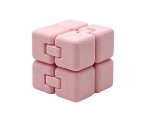 Cube Fidget Toy, 3D Printed Articulated Infinity Twist Cube With Smooth Hinge Structure, For Anxiety Relief Stress Reduction Portable Pocket Size Desk Gadget PLA Material Pink L