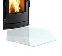 Cube Fireplace Indoor Base Panel 40x34,6 cm | Spark Protection Board | Heat Resistant Stove Plate | Protects Floor from Embers | Heatproof | Sturdy Tempered Glass - Milk Effect