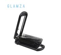 Cube Folding Detangle Hair Beard Brush Black Handy Pocket Mirror Travel Size