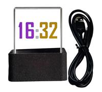 Cube Hologram, Hologram Clock, Cube Hologram Desk Clock, Transparent Digital Clock Desk Decor, Small Real Time Weather Station with GIF Animation and Photo Album, Dice
