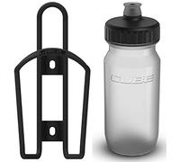 Cube HPA Cage - Matt Black & Feather Bottle - Clear, 500ml / Lightweight Bicycle Cycling Cycle Bike MTB Mountain Road Water Drink Flask Bidon Bracket Mount Holder Carrier Part HPC HPP Set Accessories