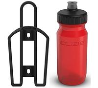 Cube HPA Cage - Matt Black & Feather Bottle - Red, 750ml / Lightweight Bicycle Cycling Cycle Bike MTB Mountain Road Water Drink Flask Bidon Bracket Mount Holder Carrier Part HPC HPP Set Accessories