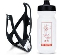 Cube HPP Cage - Matt Black/White & Flow Bottle - White, 500ml / Water Drink Flask Vessel Bidon Holder Mount Bracket Kit Lightweight Plastic Drinking Hydration Biking Bike Riding Frame Accessories