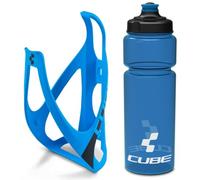 Cube HPP Cage - Matt Blue/Black & Icon Bottle - Blue, 750ml / Water Drink Flask Vessel Bidon Holder Mount Bracket Kit Lightweight Plastic Drinking Hydration Biking Bike Riding Frame Accessories