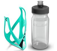 Cube HPP Cage - Matt Mint/Black & Grip Bottle - Clear, 750ml / Water Drink Flask Vessel Bidon Holder Mount Bracket Kit Lightweight Plastic Drinking Hydration Biking Bike Riding Frame Accessories