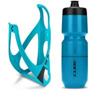 Cube HPP Cage - Matt White/Black & Icon Bottle - Black, 750ml / Water Drink Flask Vessel Bidon Holder Mount Bracket Kit Lightweight Plastic Drinking Hydration Biking Bike Riding Frame Accessories