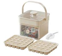 Cube Ice Maker with Easy Press Lid,25/50 Compact Ice Cube Tray with Lid and Bin,Double Layer Portable ICES Maker with Storage Container for Freezer,Small ICES Bucket for Whiskey,Cocktail,Beer