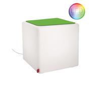 CUBE indoor LED Stool & Side Table with Seat Cushion in May Green Moree - 4260218360297