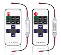 Cube-LED 11Key 5-24V Mini In-line Dimmer Switch RF Wireless Remote Control For Single Color Strip Light LED DC 11-Key Wireless Mini Dimmer Switch for Strip Lights (2Pcs 5-24V 11Key RF [RD&BK])