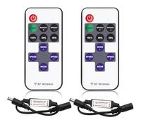 Cube-LED 11Key 5-24V Mini In-line Dimmer Switch RF Wireless Remote Control For Single Color Strip Light LED DC 11-Key Wireless Mini Dimmer Switch for Strip Lights (2Pcs 5-24V 11Key RF [Black])
